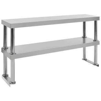 2-szintes rozsdamentes acél munkapult feletti polc 120x30x65 cm