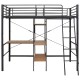 Fekete fém emeletes ágykeret asztallal 90 x 200 cm Fekete fém emeletes ágykeret asztallal 90 x 200 cm