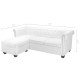 L-alakú fehér műbőr chesterfield kanapé L-alakú fehér műbőr chesterfield kanapé