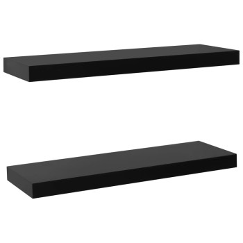 2 darab fekete lebegő fali polc 60 x 20 x 3,8 cm