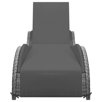 Antracitszürke polyrattan napozóágy párnával