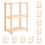 10 db 3-szintes tömör fenyőfa tárolópolc 150 kg 60 x 38 x 90 cm