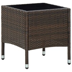 Barna polyrattan kerti asztal 40 x 40 x 45 cm