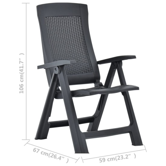 2 db antracitszürke dönthető műanyag kerti szék