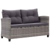 Kétszemélyes szürke polyrattan kerti kanapé párnákkal 124 cm