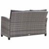 Kétszemélyes szürke polyrattan kerti kanapé párnákkal 124 cm