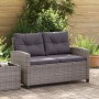 Kétszemélyes szürke polyrattan kerti kanapé párnákkal 124 cm