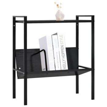 2-szintes fekete szerelt fa könyvespolc 52 x 28 x 59 cm