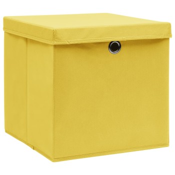 10 db sárga szövet tárolódoboz fedéllel 32 x 32 x 32 cm