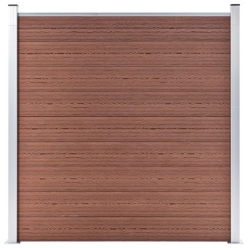 10 négyszögletes és 1 ferde barna wpc kerítéselem 1830 x 186 cm