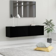 Fekete forgácslap tv-szekrény 120 x 30 x 30 cm