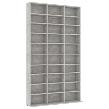 Betonszürke szerelt fa cd-szekrény 102 x 16 x 177,5 cm
