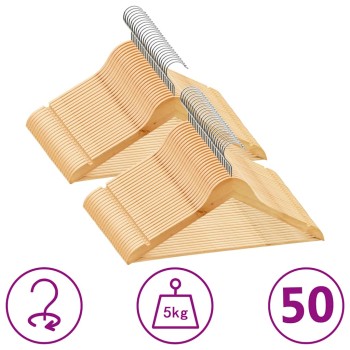 50 db csúszásmentes keményfa ruhaakasztó