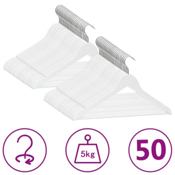 50 db fehér csúszásmentes keményfa ruhaakasztó