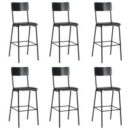 6 darab fekete tömör furnérlemez és acél bárszék