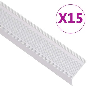 15 db ezüstszínű l-alakú alumínium lépcsőélvédő 90 cm