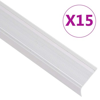 15 db ezüstszínű l-alakú alumínium lépcsőélvédő 100 cm