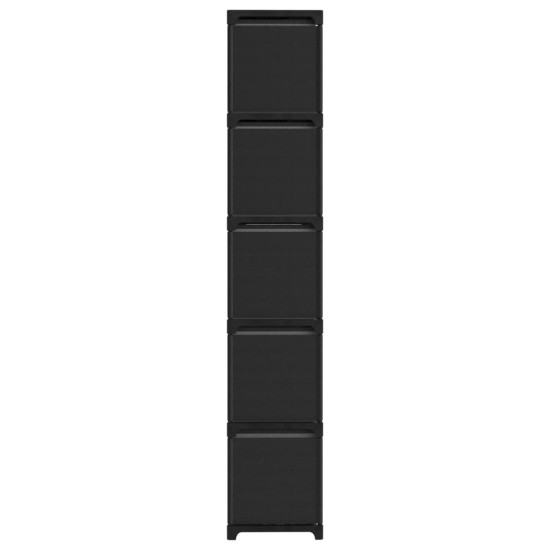 15 rekeszes fekete szövet polc dobozokkal 103 x 30 x 175,5 cm