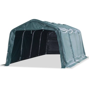Sötétzöld elmozdítható pvc állattartó sátor 550 g/m² 3,3 x 6,4 m