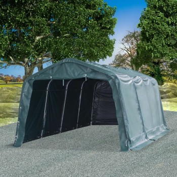 Sötétzöld elmozdítható pvc állattartó sátor 550 g/m² 3,3 x 6,4 m