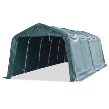 Sötétzöld elmozdítható pvc állattartó sátor 550 g/m² 3,3 x 8 m