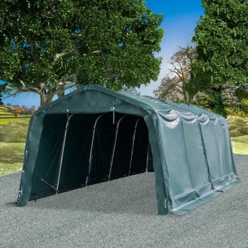 Sötétzöld elmozdítható pvc állattartó sátor 550 g/m² 3,3 x 8 m