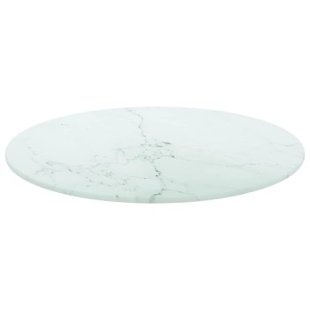 Fehér edzett üveg asztallap márványdizájnnal ø40 x 0,8 cm