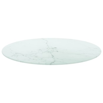 Fehér edzett üveg asztallap márványdizájnnal ø70 x 0,8 cm