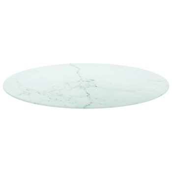 Fehér edzett üveg asztallap márványdizájnnal ø80 x 1 cm