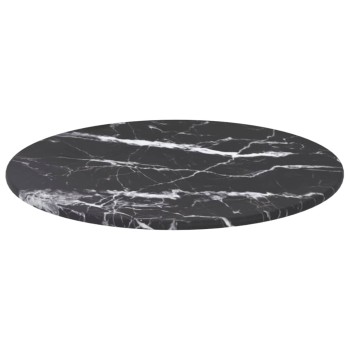 Fekete edzett üveg asztallap márványdizájnnal ø30 x 0,8 cm