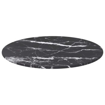 Fekete edzett üveg asztallap márványdizájnnal ø40 x 0,8 cm