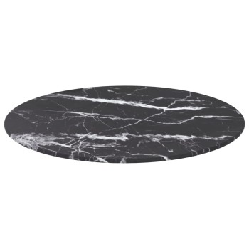 Fekete edzett üveg asztallap márványdizájnnal ø50 x 0,8 cm