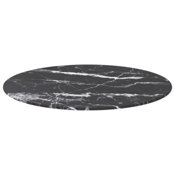 Fekete edzett üveg asztallap márványdizájnnal ø60 x 0,8 cm