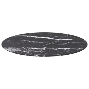 Fekete edzett üveg asztallap márványdizájnnal ø 70 x 0,8 cm