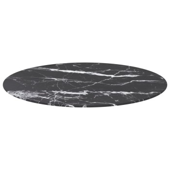 Fekete edzett üveg asztallap márványdizájnnal ø80 x 1 cm