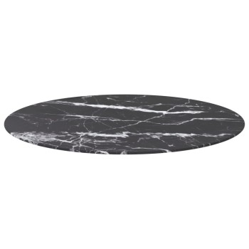 Fekete edzett üveg asztallap márványdizájnnal ø90 x 1 cm