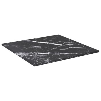 Fekete edzett üveg asztallap márványdizájnnal 30 x 30 cm 6 mm