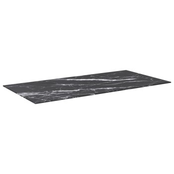 Fekete edzett üveg asztallap márványdizájnnal 100 x 50 cm 6 mm