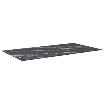 Fekete edzett üveg asztallap márványdizájnnal 120 x 62 cm 8 mm