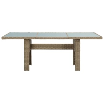 Barna üveg és polyrattan kerti étkezőasztal 200 x 100 x 74 cm