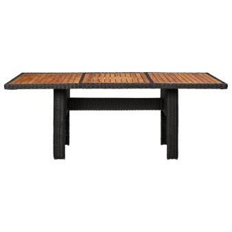 Fekete polyrattan kerti étkezőasztal 200 x 100 x 74 cm