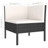 3 részes fekete polyrattan kerti bútorszett párnákkal