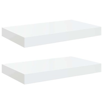 2 db magasfényű fehér mdf lebegő fali polc 40 x 23 x 3,8 cm