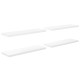4 db magasfényű fehér mdf fali polc 120 x 23,5 x 3,8 cm