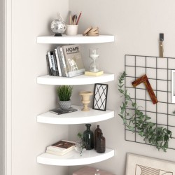 323909 floating corner shelves 4 pcs high gloss white 35x35x3,8 cm mdf