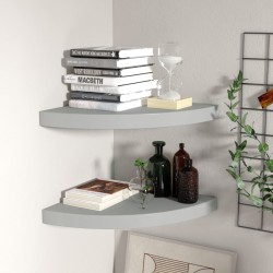 323923 floating corner shelves 2 pcs grey 35x35x3,8 cm mdf
