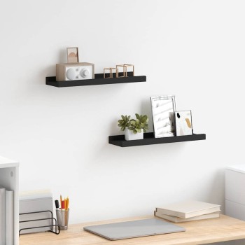 2 db fekete mdf szegélypolc képkeretekhez 40 x 9 x 3 cm