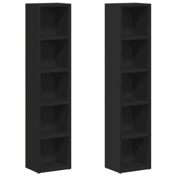 2 db fekete forgácslap cd-tartó szekrény 21 x 16 x 93,5 cm