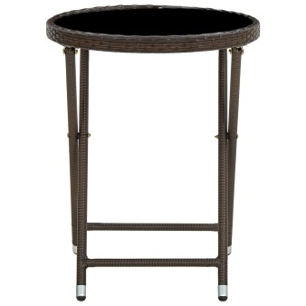 Barna polyrattan és edzett üveg teázóasztal 60 cm