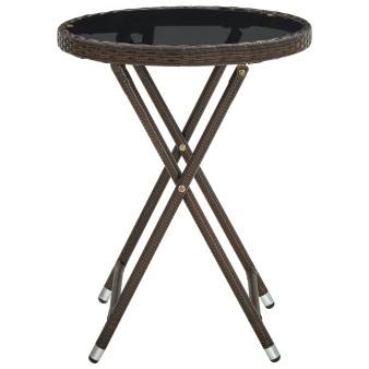 Barna polyrattan és edzett üveg teázóasztal 60 cm
